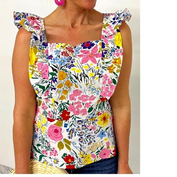 THML Tops - NWT THML dainty ruffle bright blooms floral top (XS)